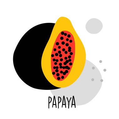 Papaya vektör karikatür illüstrasyon ... Logo, poster, kafe, restoran, organik pazar için etiket konsepti