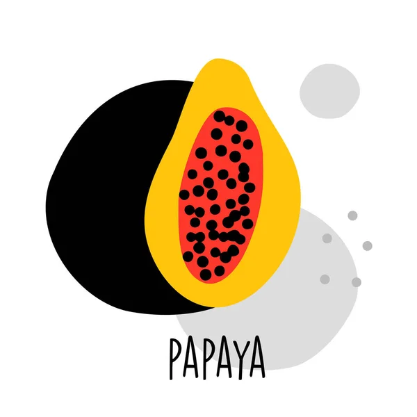 Papaya vector ilustración de dibujos animados.. Logo, cartel, concepto de etiqueta engomada para café, restaurante, mercado orgánico — Archivo Imágenes Vectoriales