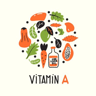 Daire içinde Vitamin A. Vektör karikatür illüstrasyon.