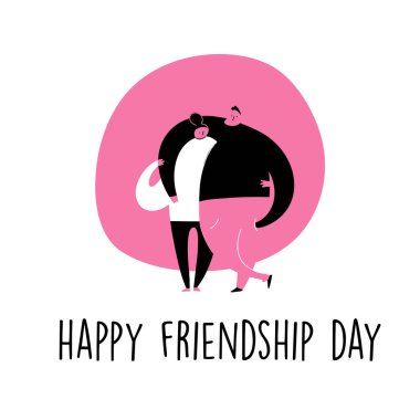 Dostluk günün kutlu olsun. Sarılan erkek ve kadının vektör çizimi.