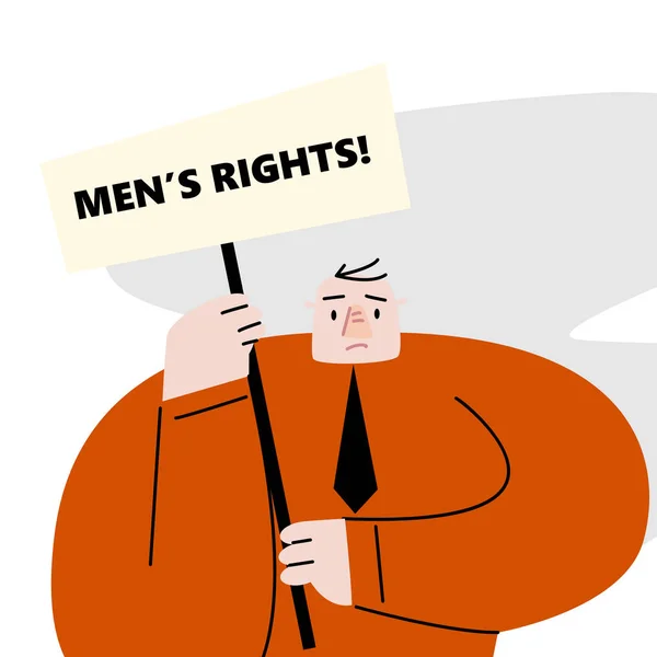 Illustration vectorielle plate drôle de l'homme avec bannière et texte droits des hommes. Mouvements de protestation. Graphismes Vectoriels