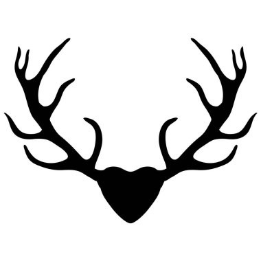 Geyik boynuzları, üzerinde beyaz izole siluet