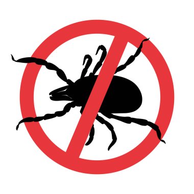 Mite parazitleri. Kene silueti. Sembol parazit uyarı işareti