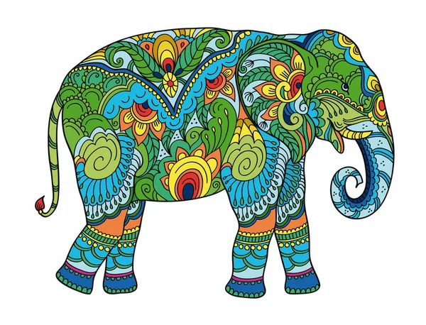 Dibujo Elefante Estilizado Bosquejo Mano Alzada Para Adultos Libro Para — Vector de stock