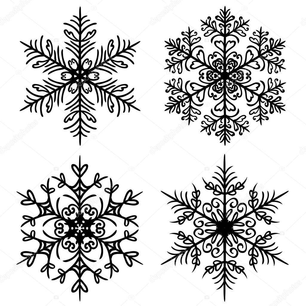 Decorative Snowflakes set on white background