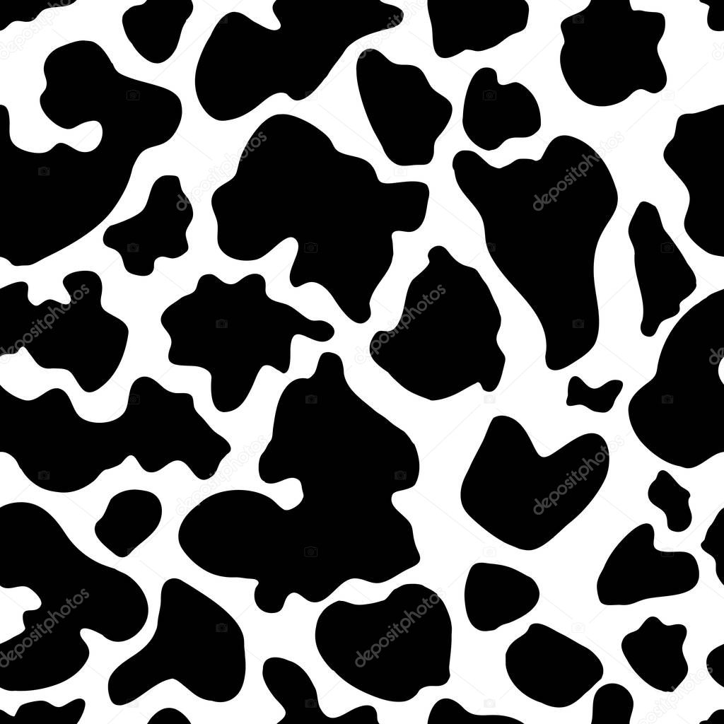 Seamless texture of cow hide. Wallpaper skin of cattle. Vector cow skin
