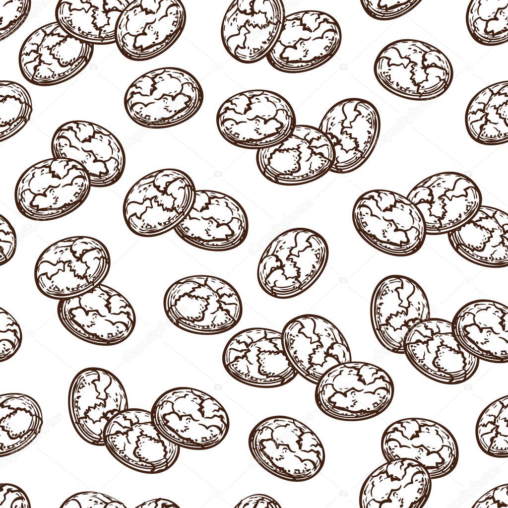 Oatmeal cookies seamless fast food pattern. Vector hand drawn 