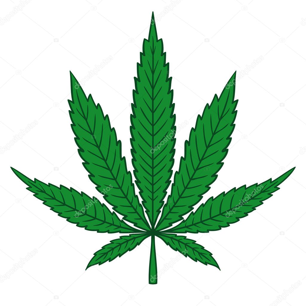 Cannabis (Marijuana) Leaf in Flat Vintage Style