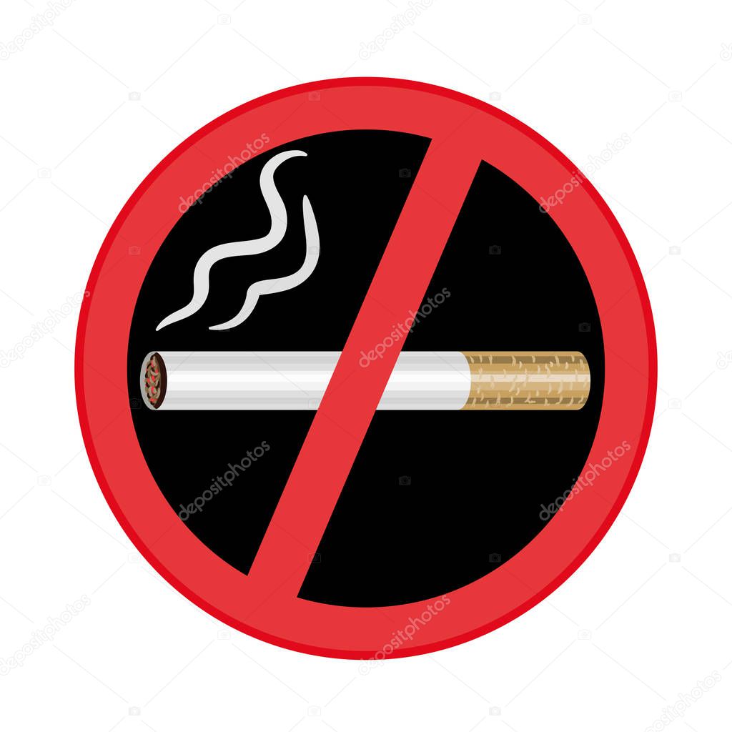 No smoking sign on black background. Vector illustration