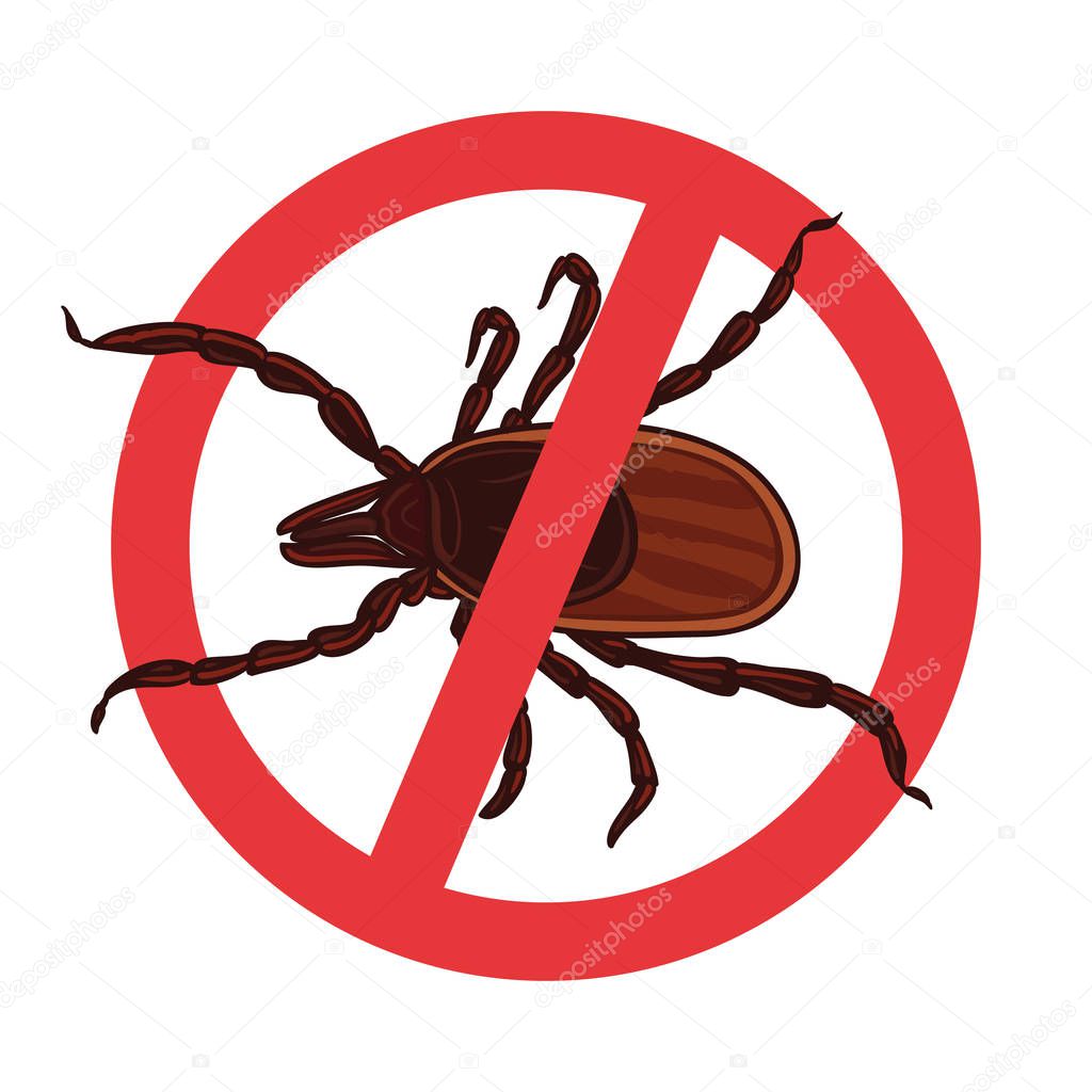 Mite parasites. Tick silhouette. Symbol parasite warning sign