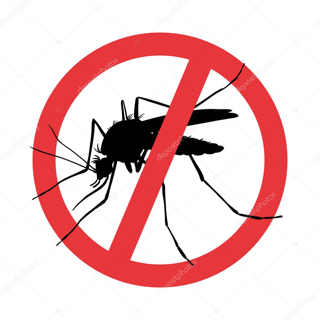 Mosquito. Symbol parasite warning sign. Silhouettes