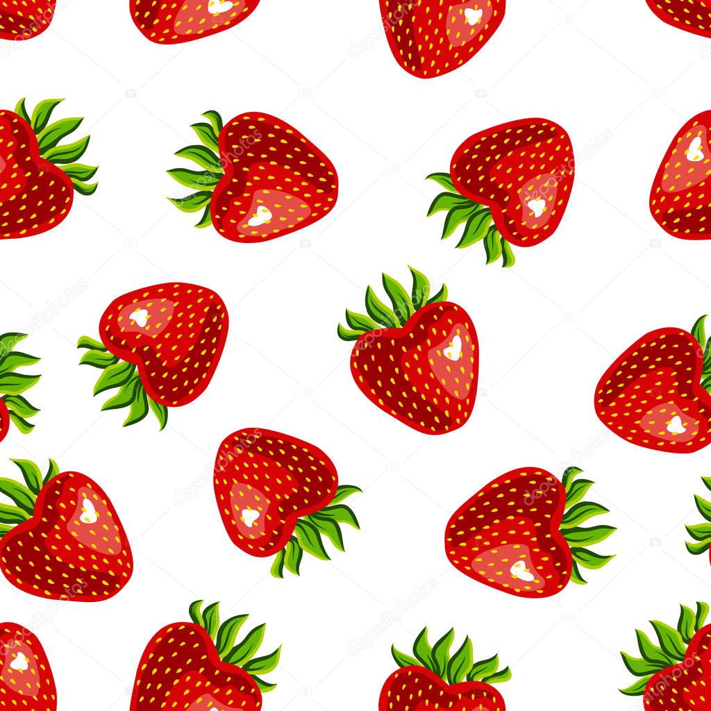 Seamless strawberry pattern on white background - illustration strawberries isolated