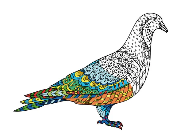 Çizim Stili Güvercin Güvercin Yetişkinlere Yönelik Stres Önleyici Boyama Kitabı — Stok Vektör