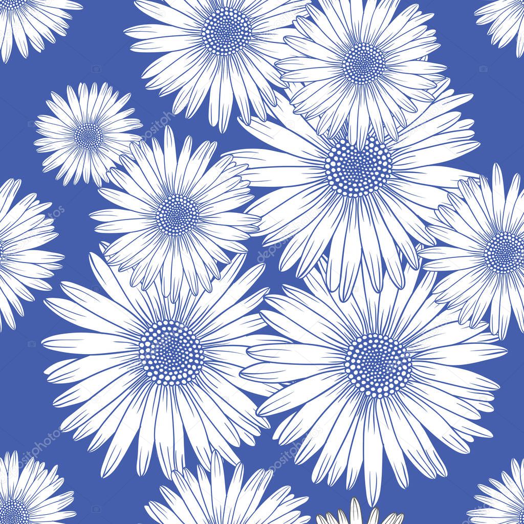Seamless pattern with chamomile, decorative background