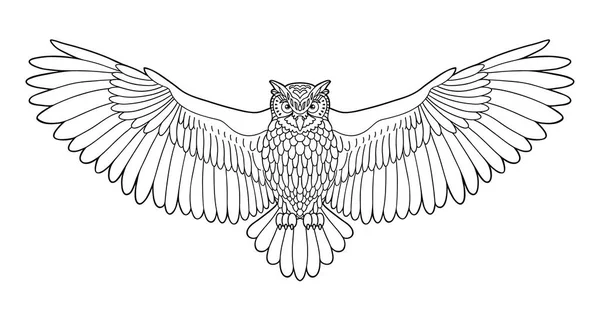 Hibou Emblème Contour Hibou Aigle Dans Style Hipster Des Oiseaux — Image vectorielle