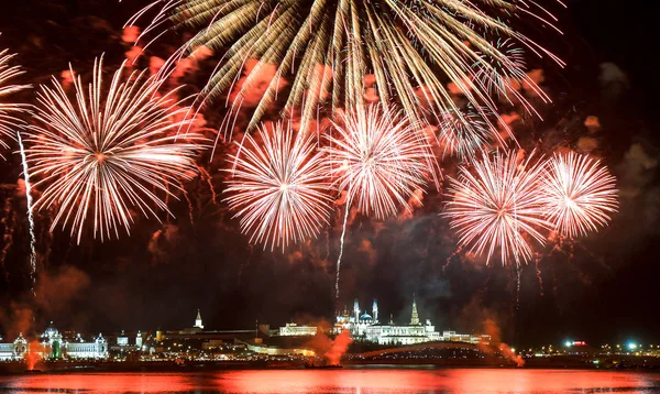 Fuegos Artificiales Sobre Kremlin Kazan Rusia — Foto de Stock
