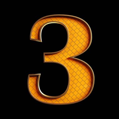Altın 3d alfabe ve numaralar 3d çizim