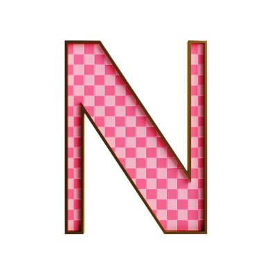 Plastik oyuncak tasarım izole pembe alfabe ve numaralar whith cheker 3d çizim