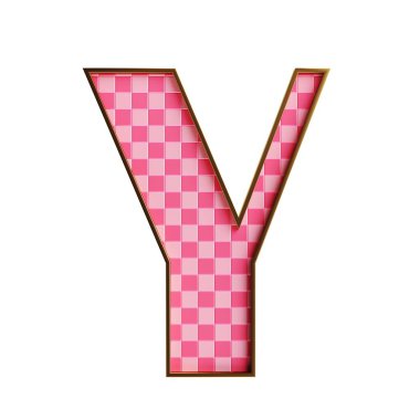 Plastik oyuncak tasarım izole pembe alfabe ve numaralar whith cheker 3d çizim