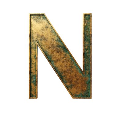 Eski bronz eski 3d izole alfabesi numaraları 3d illusttation