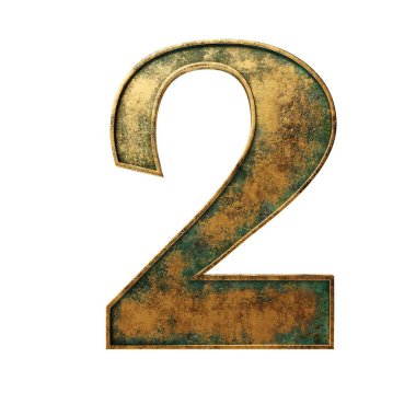 Eski bronz eski 3d izole alfabesi numaraları 3d illusttation