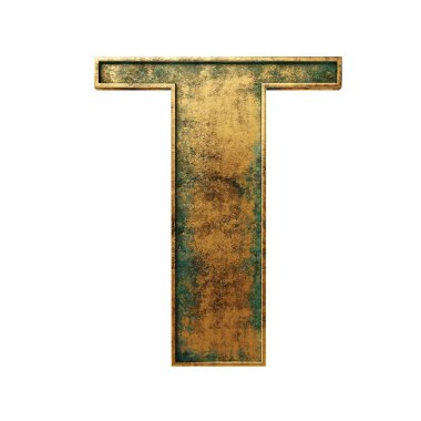 Eski bronz eski 3d izole alfabesi numaraları 3d illusttation