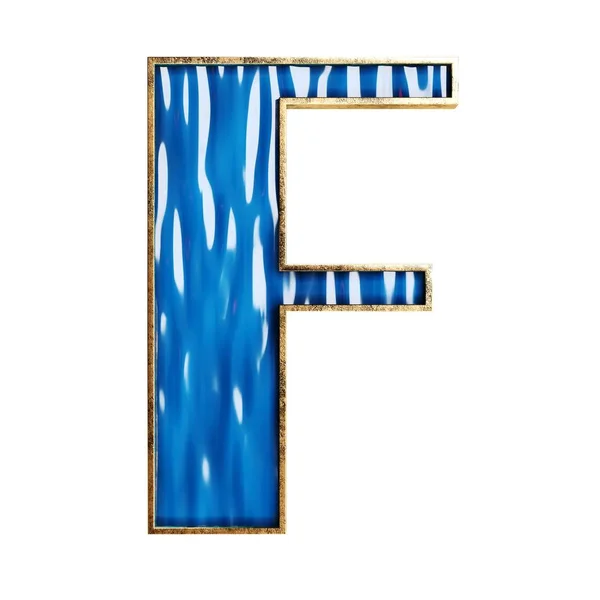 青いアルファベットと数字のガラス ブロンズ素材分離 イラストレーション — ストック写真