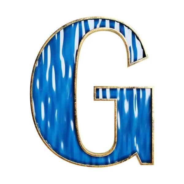 Blauwe Alfabet Cijfers Glas Brons Materiaal Geïsoleerd Illustratie — Stockfoto