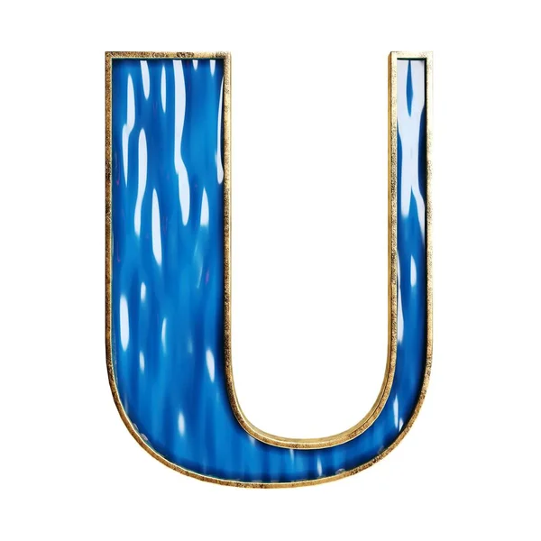 Azul Alfabeto Números Vidro Bronze Material Isolado Ilustração — Fotografia de Stock