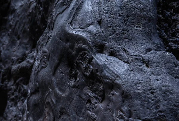 Black frozen lava of the volcano close up — Stock Photo, Image