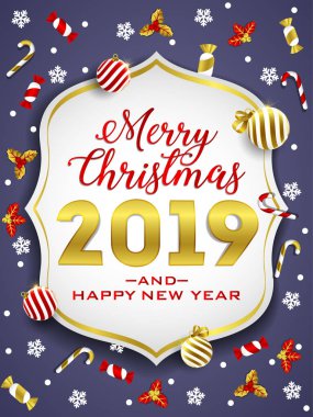 Mutlu yeni yıl, yılbaşı kartı 2019