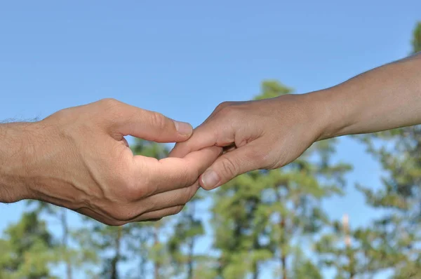 Deux Mains Tiennent Mutuellement — Photo