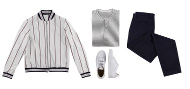 Beyaz ceket ve erkekler için giysi seti