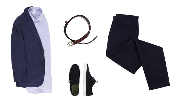 Flat lay of a formal men's clothes. Office regular outfit — Stock Photo, Image