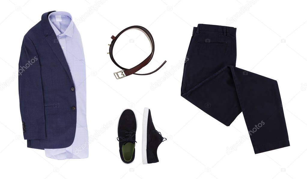 Flat lay of a formal men's clothes. Office regular outfit