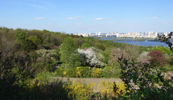 Bovenaanzicht Van Botanische Tuin Kiev Dnjepr Riverview Vanaf Bovenkant Van — Stockfoto