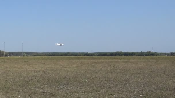 Despegue Avión Ligero Sobre Aeródromo Día Verano — Vídeo de stock