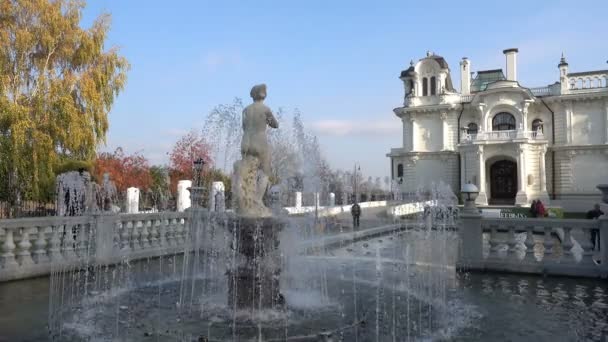 La fuente del palacio y el parque conjunto Casa Aseev — Vídeos de Stock