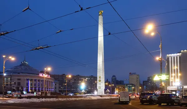 Грудень 2018 Київ Площа Перемоги Києві Зимовий Період Обеліск Місту — стокове фото