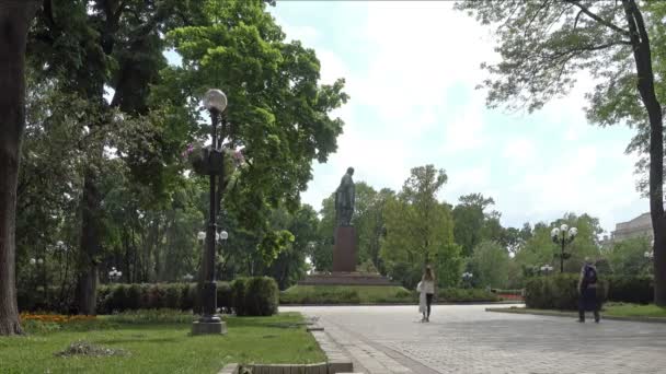 在舍甫琴科纪念碑附近的公园里 — 图库视频影像