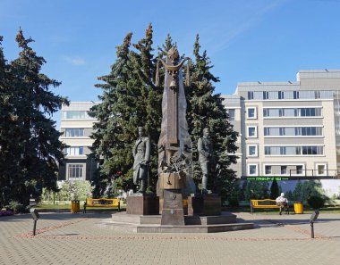 Tambov, Rusya. 5 Eylül 2020 Askeri Besteciler Anıtı Vasily Agapkin ve Ilya Shatrov Tambov şehrinde