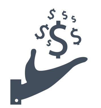 Para elinde. Vektör simgesi.