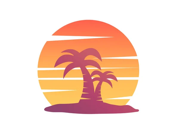 Palm Träd Bild Med Sol — Stock vektor