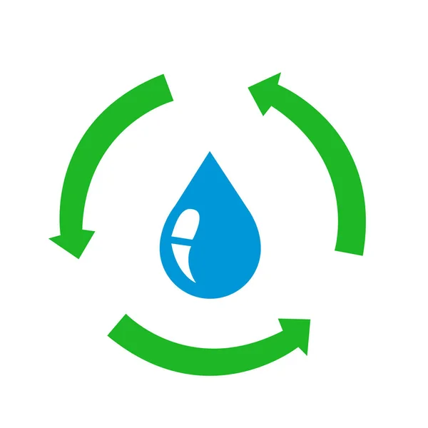 Icono Gota Agua Con Signo Reciclaje — Vector de stock