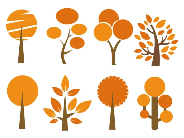 Autumn Trees Set Vector Illustration — Stock Vector
