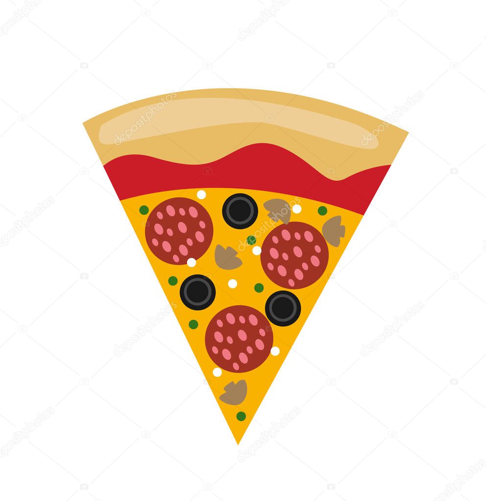 Hot Salami pizza slice vector illustration