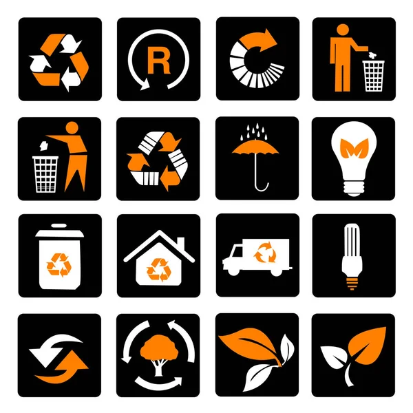 Vector Set Environmental Recycling Icons — Stock Vector