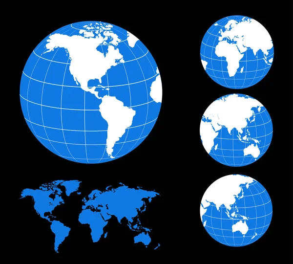 Mapa Vetorial Globo Mundo — Vetor de Stock