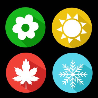 Vektör mevsim simgeler kümesi. Kış, Bahar, yaz, sonbahar.