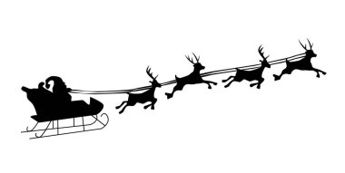 Uçan Noel Baba ve Noel Geyiğinin Silüeti